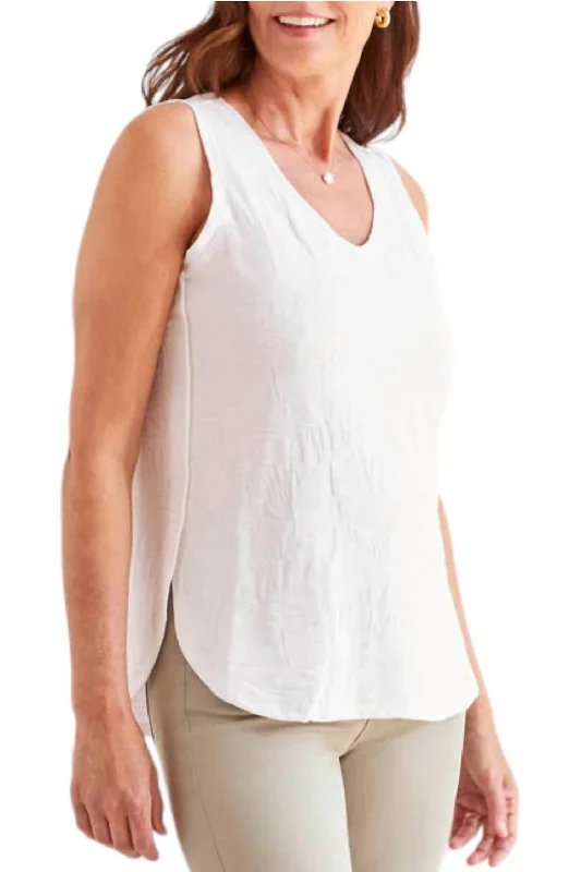 V Neck Tank Top In White