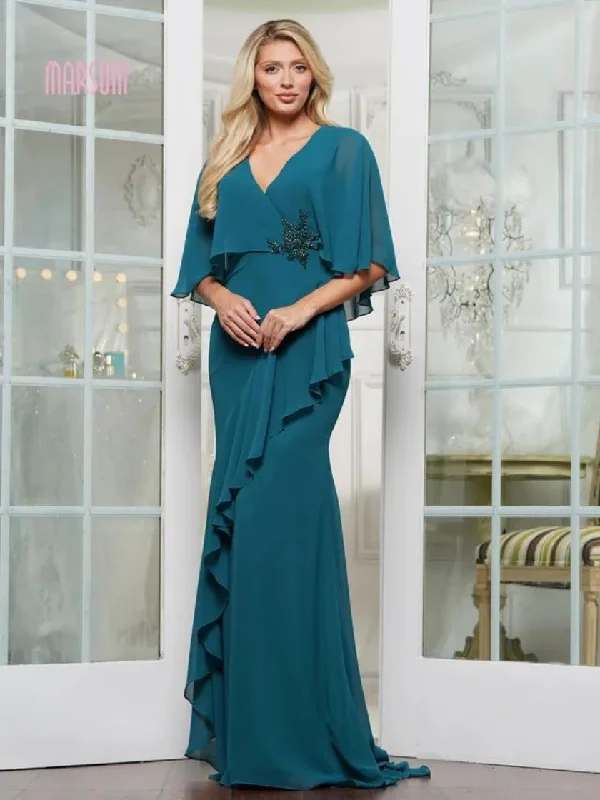 Marsoni MV1339 Long Mother of the Bride Formal Cape Dress