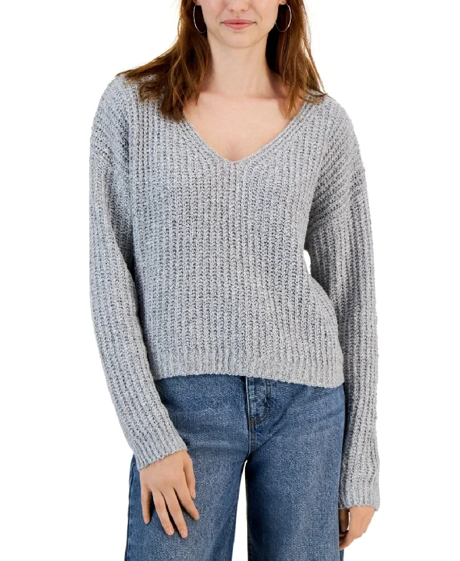 HOOKED UP -  Drop-Shoulder V-Neck Sweater