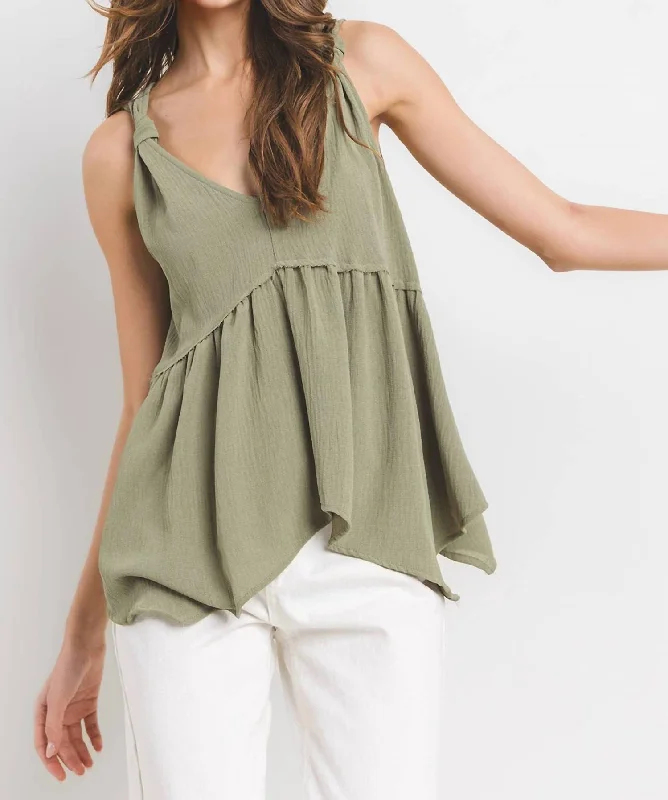 Tessa V-Neck Top In Olive