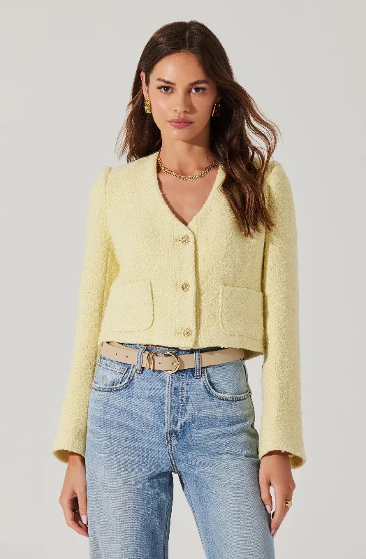 Marleigh V-Neck Tweed Jacket