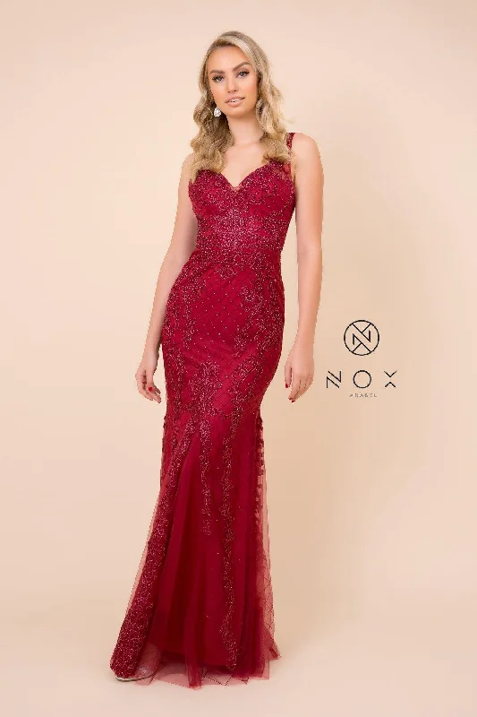 Long Formal Sleeveless Mermaid Prom Dress Burgundy