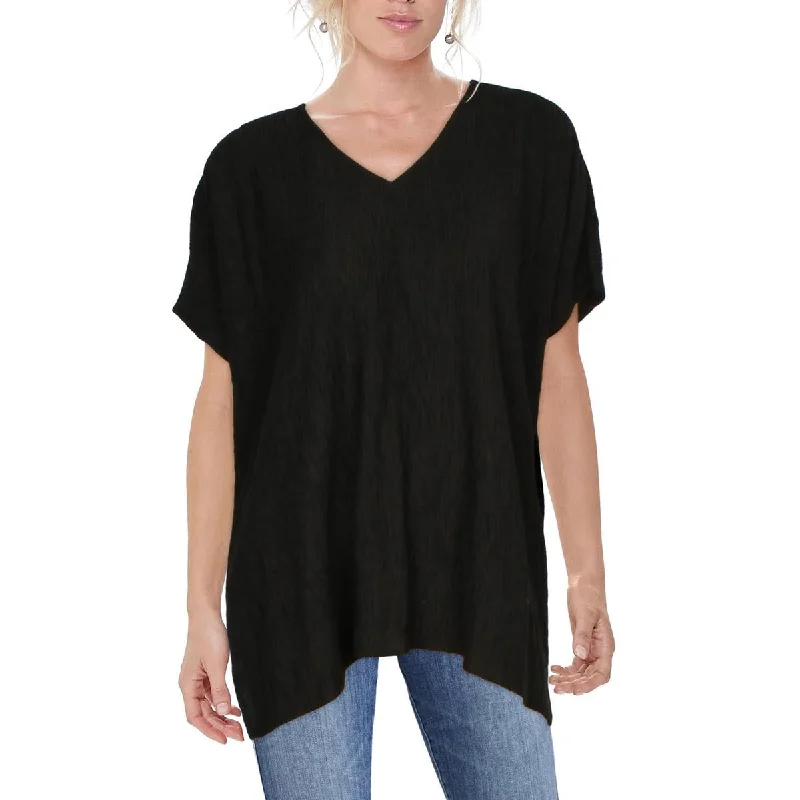 Womens V Neck Cap Sleeve Blouse