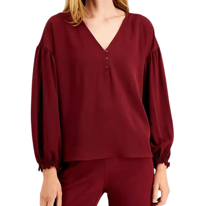 ALFANI -  V-Neck Puff-Sleeve Top