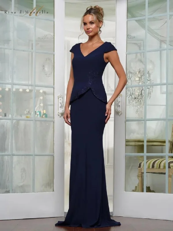 Rina di Montella RD3239 Long Peplum Fitted Formal Dress