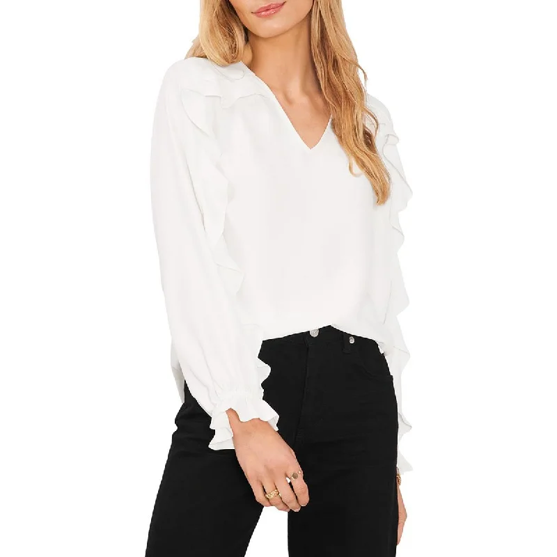 Womens Ruffles V Neck Blouse