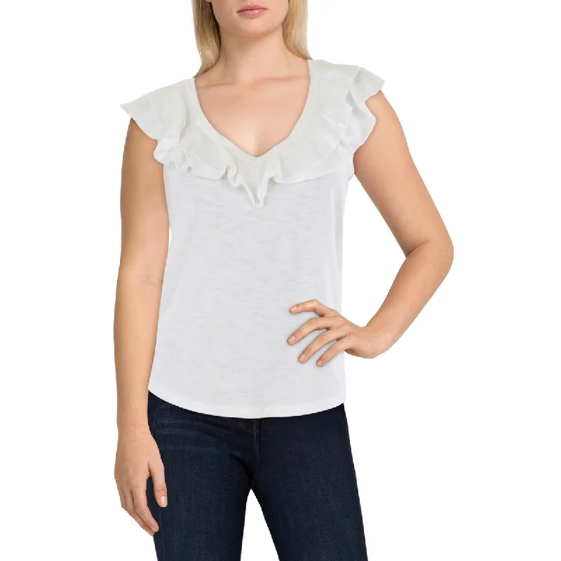 Womens V Neck Slub Shell