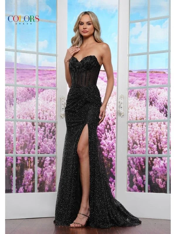 Colors 3400 Formal Fitted Long Evening Prom Dress