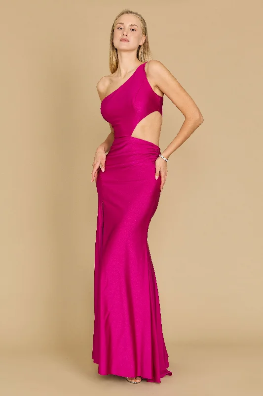 Side Cut Out Sexy Prom Formal Dress Magenta