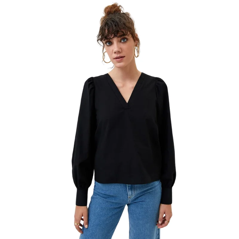 OXXO - V Neck Poplin Blouse