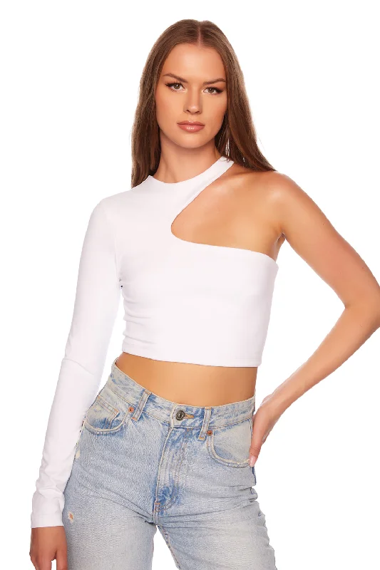 one arm crew cut out top