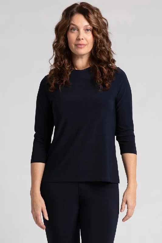 Crew Neck Slim Top | Navy