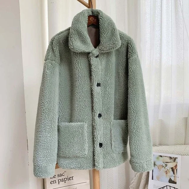 green fur coat