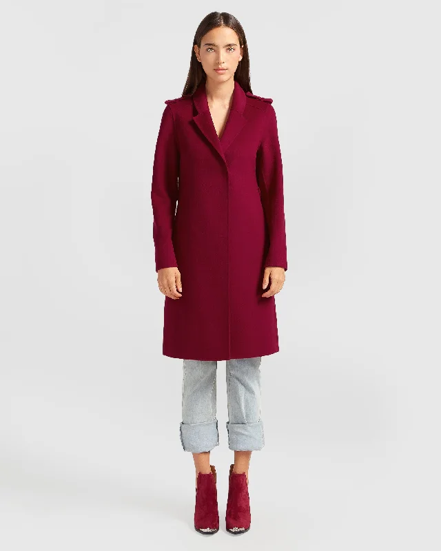 Jealousy Belted Wool Blend Coat - Magenta