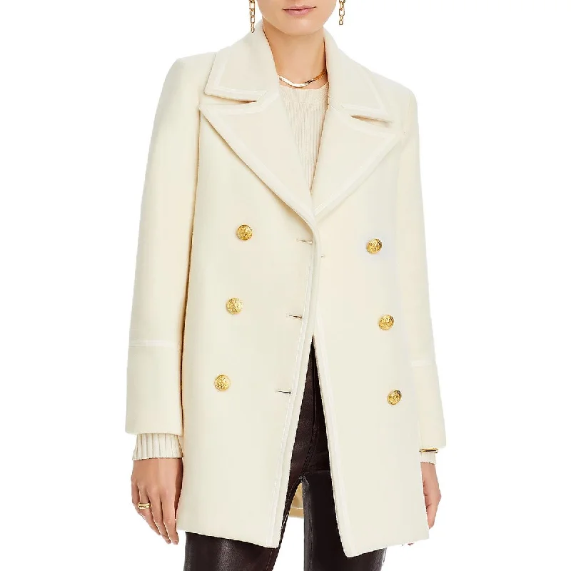 L'Agence Womens Wool Blend Midi Pea Coat