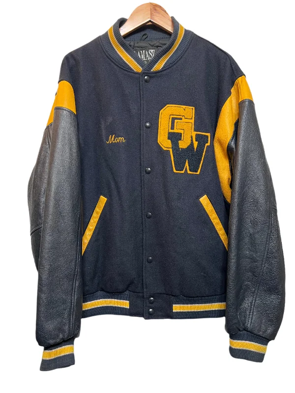 Lamasz Sport Washington Navy yellow Varsity Jacket (Size L)