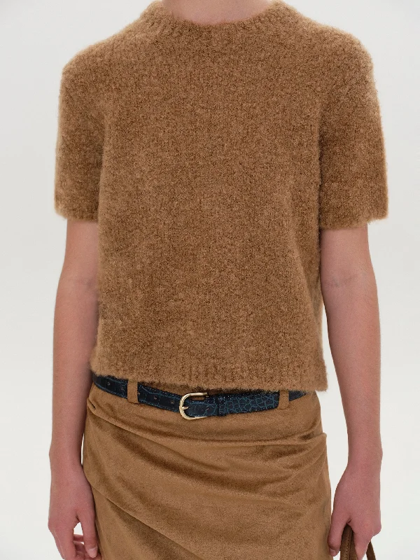 Mohair Short Sweater, Cognac