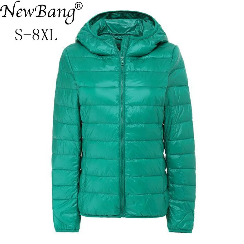 NewBang Brand 7XL 8XL Women's Down Coat Ultra Light Down Jacket Women Hooded Female Big Size Winter Feather Warm Jacket