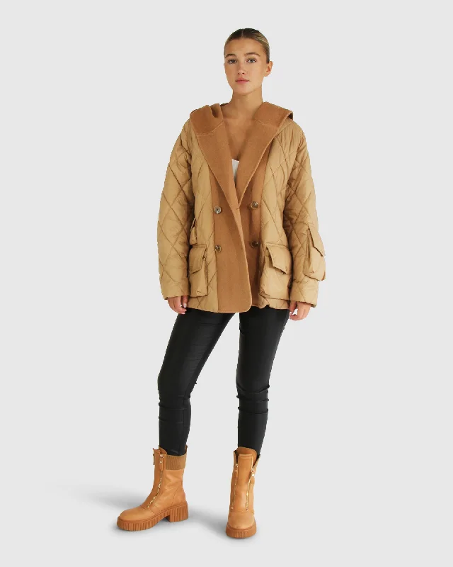 Only You Quilted Utility Jacket - Camel