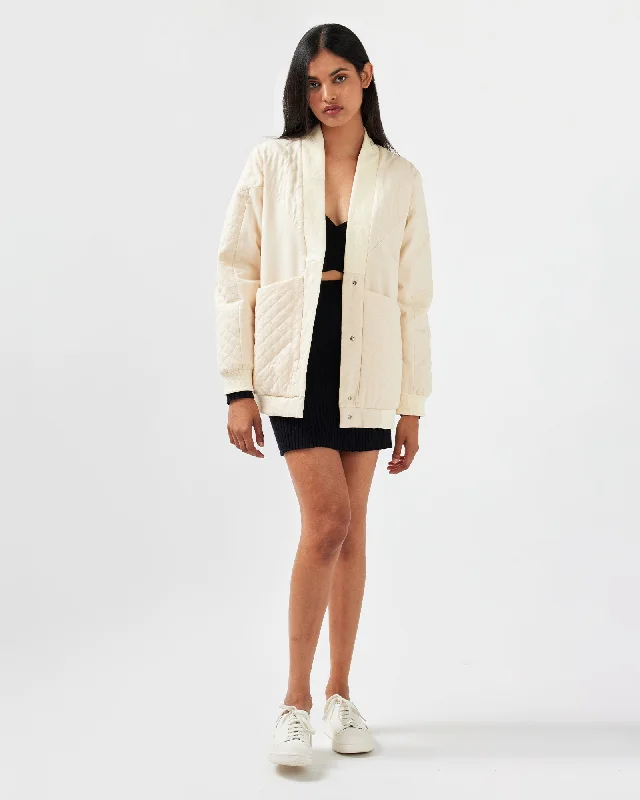 Over It Quilted Bomber - Cream