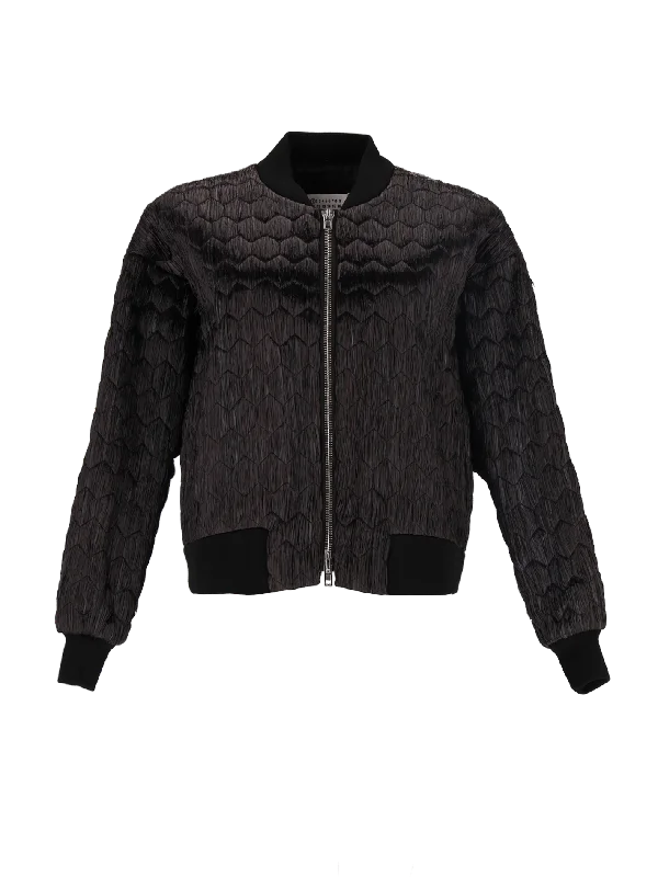 quilted raffia bomber jacket