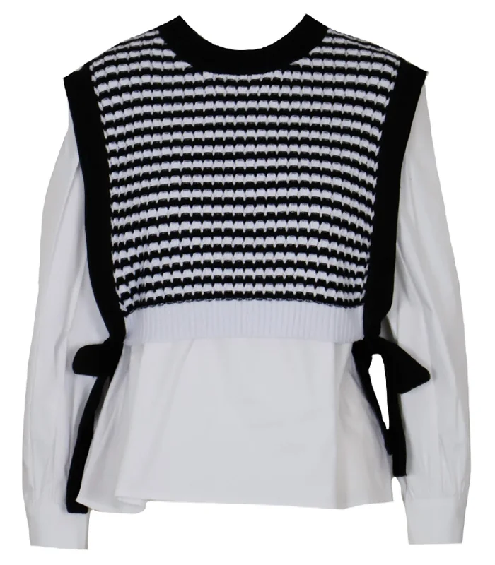 The Billie Mixed Sweater In White And Black