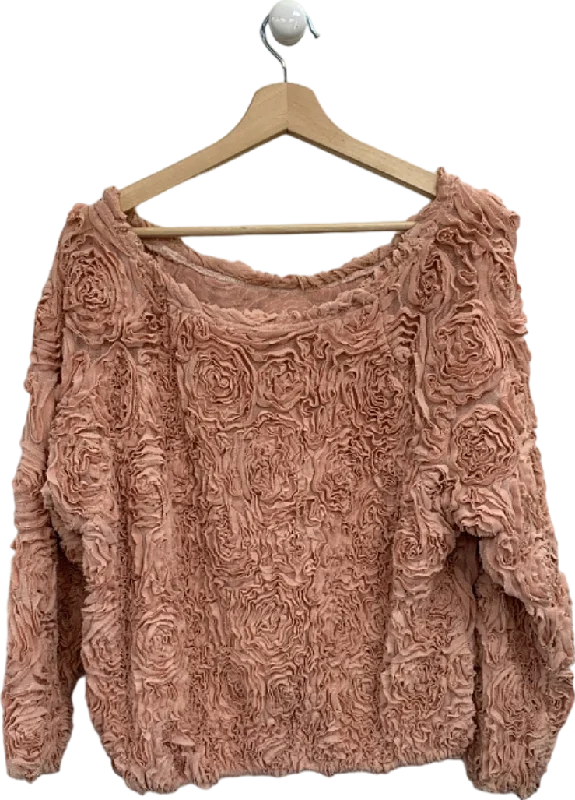 Pink Floral Textured Sweater One Size