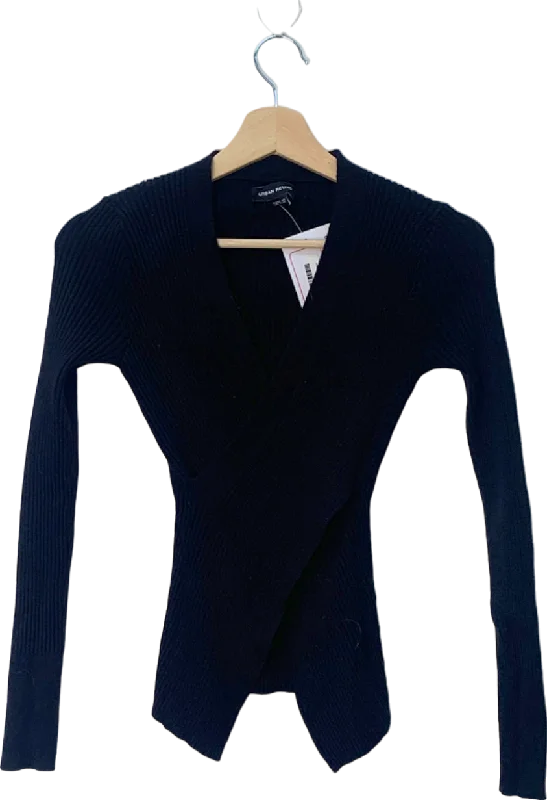 Urban Revivo Black Ribbed Wrap Sweater XS