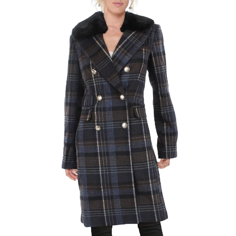 Vince Camuto Womens Midi Double Breasted Walker Coat