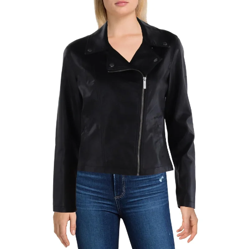 Z Supply Womens Trina Faux Leather Short Motorcycle Jacket