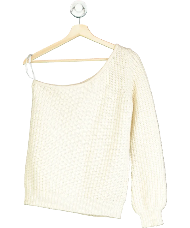 LPA Cream One-shoulder Knit Sweater UK S