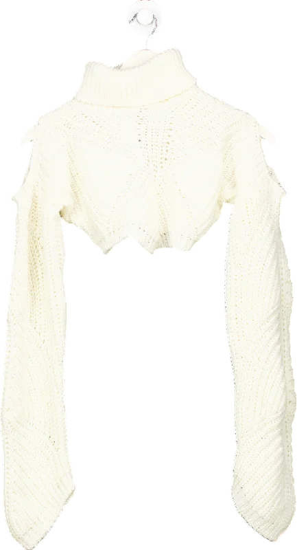 PrettyLittleThing White Cut-Out Knit Sweater UK XS