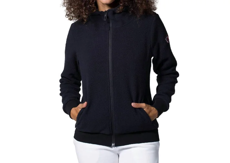 Cs Hooded High Neck Zip Sweater In Black