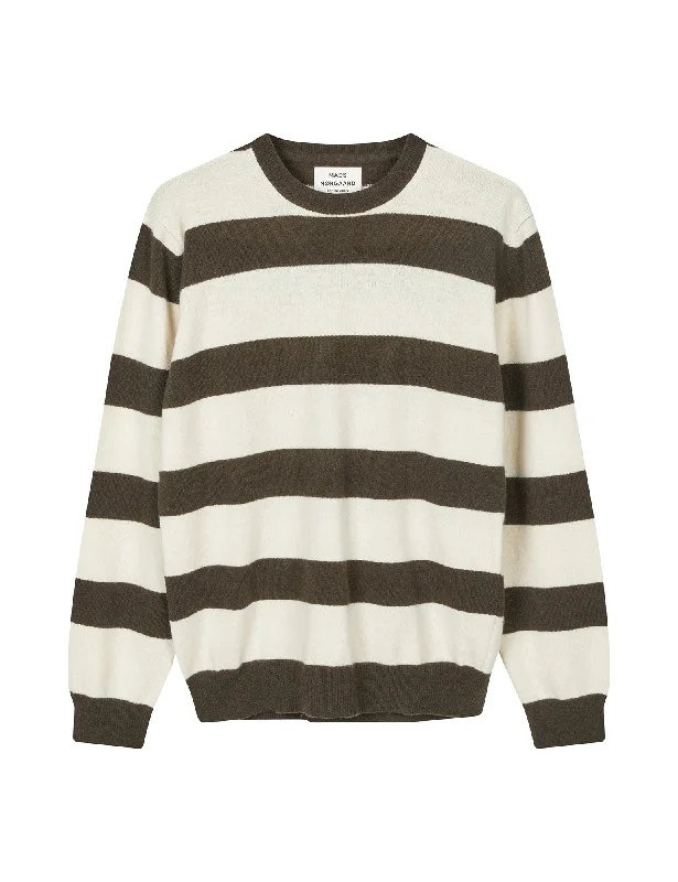 Eco Wool Stripe Kasey Sweater, Turkish Coffee/Winter White