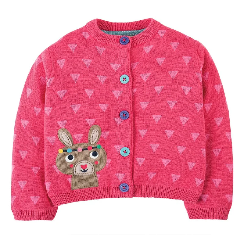 Frugi Baby Girls Raspberry Bunny Little Betsy Cardigan