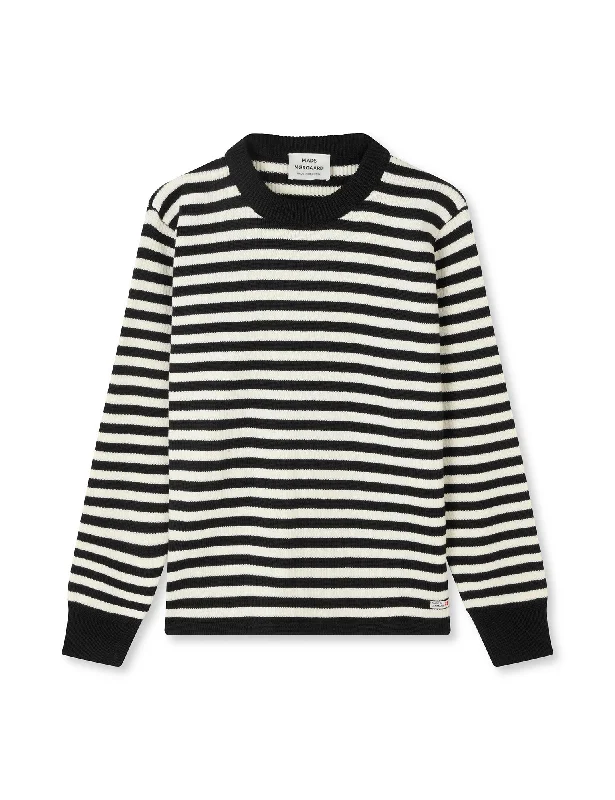 Sailor Wool Cast Sweater, Black / White Alyssum