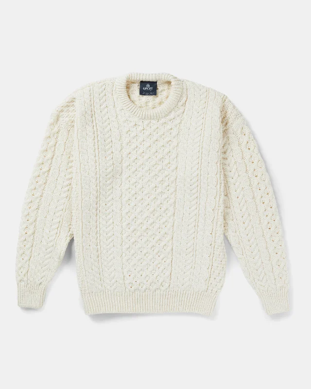 Traditional Unisex Aran Sweater - ECRU