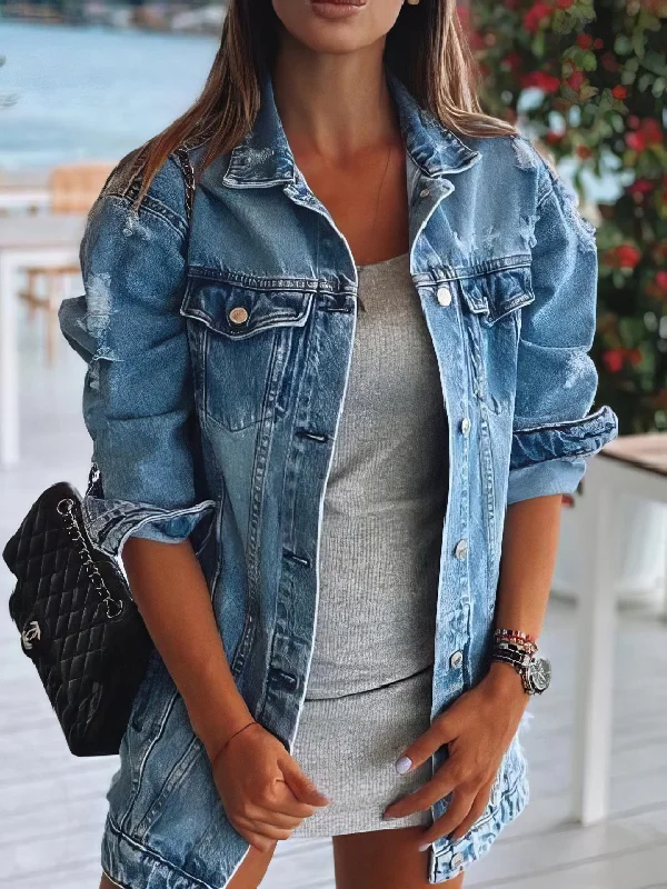 Crystal-Adorned Denim Jacket