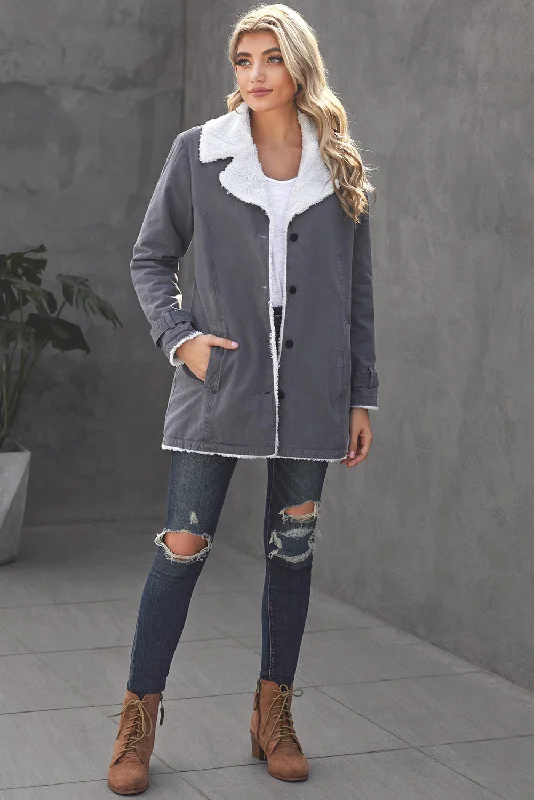 Denim Jacket with Soft Sherpa Collar