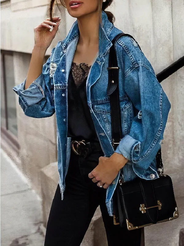 Elegant Rhinestone Denim Jacket