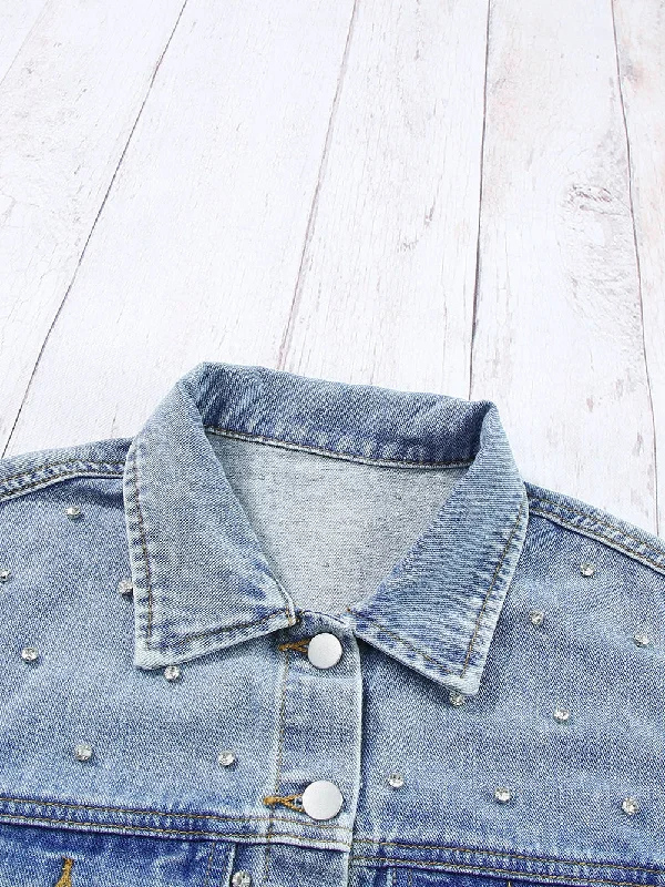 Ripped and Embellished Denim Jacket