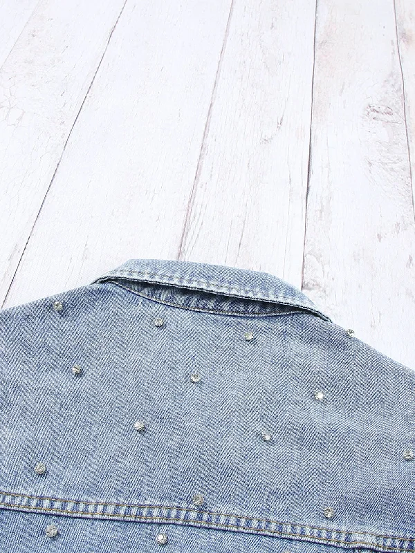 Vintage-Inspired Rhinestone Denim Jacket