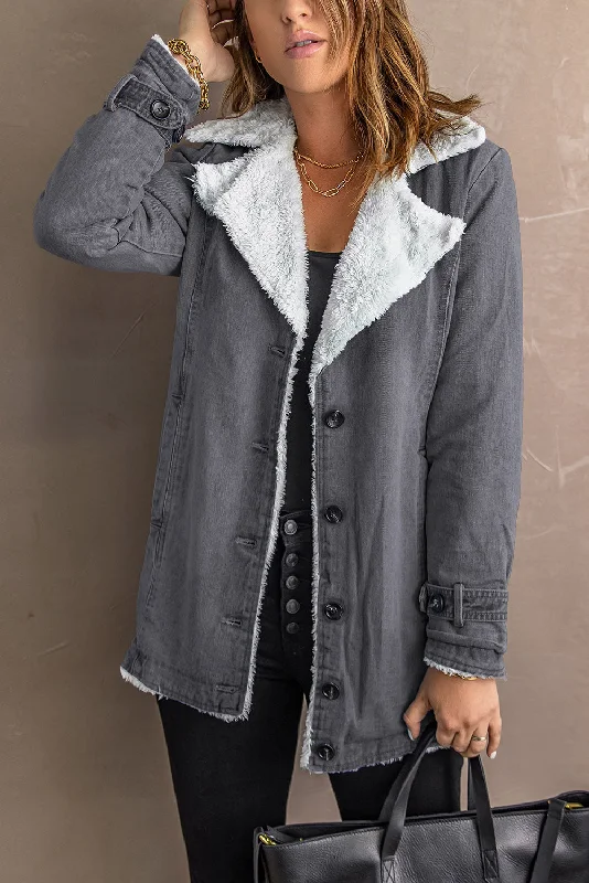 Winter Denim Jacket with Sherpa Trim