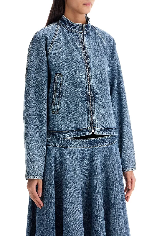 Alaia Denim Round Racing Jacket With A