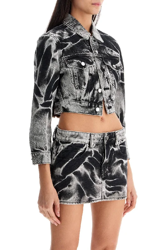 Alexander Wang Cropped Denim Jacket With Acid Wash