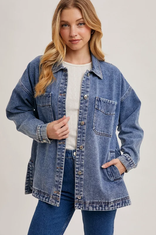 Button Down Denim Shirt Jacket