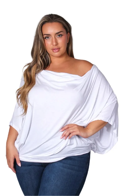 Women's Plus Cape Sleeve Cowl Neck Solid Top