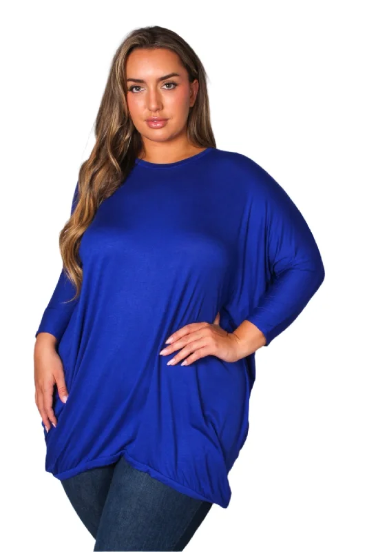 Women's Plus Half Sleeve Round Neck Solid Top