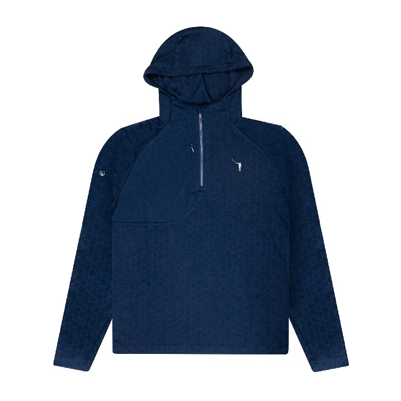 No Laying Up Hoodie Hybrid| Navy Hexagons