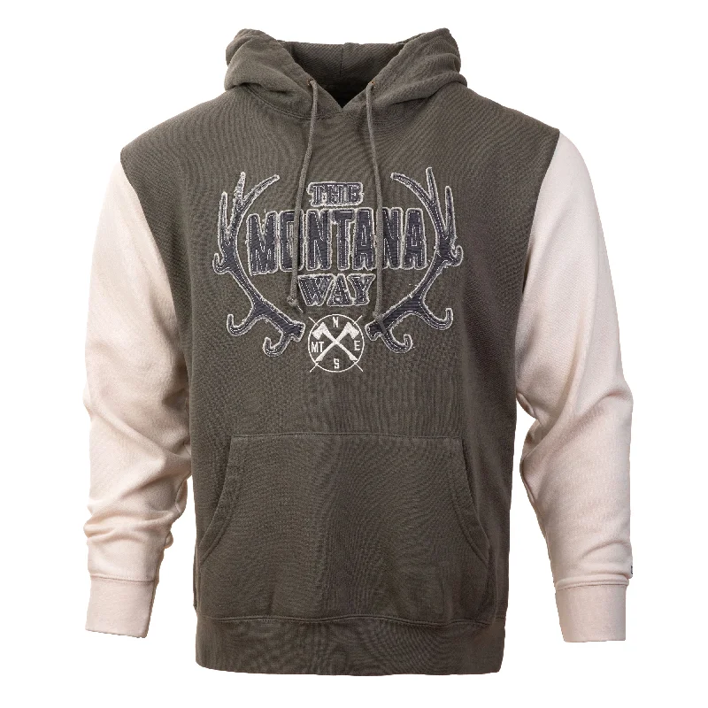 The Logo Applique Hoodie in Pewter/Khaki